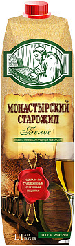 Плодовая алк.продукция Монастырский Старожил белое полусладкое 1 л