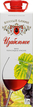 Вино Изабельное красное полусладкое 1 л